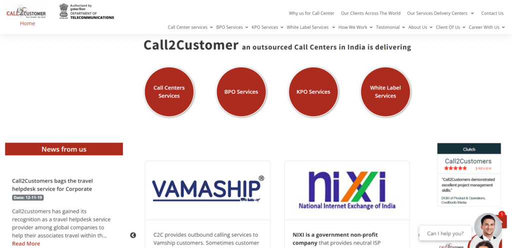 Call2Customers- Customer support outsourcing companies in India.