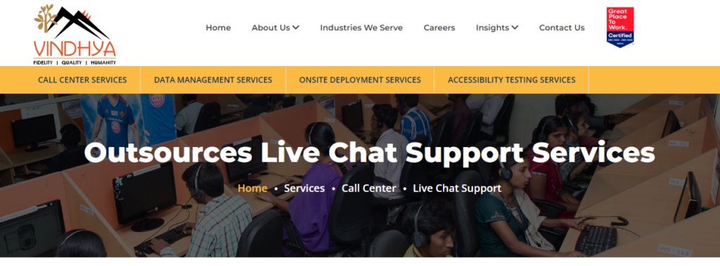 One of the best live chat outsourcing companies- VINDHYA