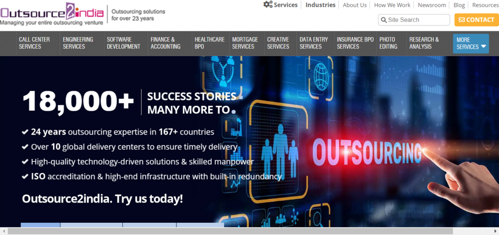Outsource2india, one of the top chat process outsourcing companies.