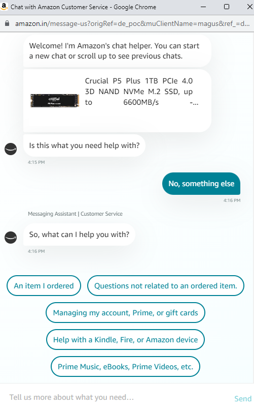 Amazon usin AI-powerd chatbot for customer support