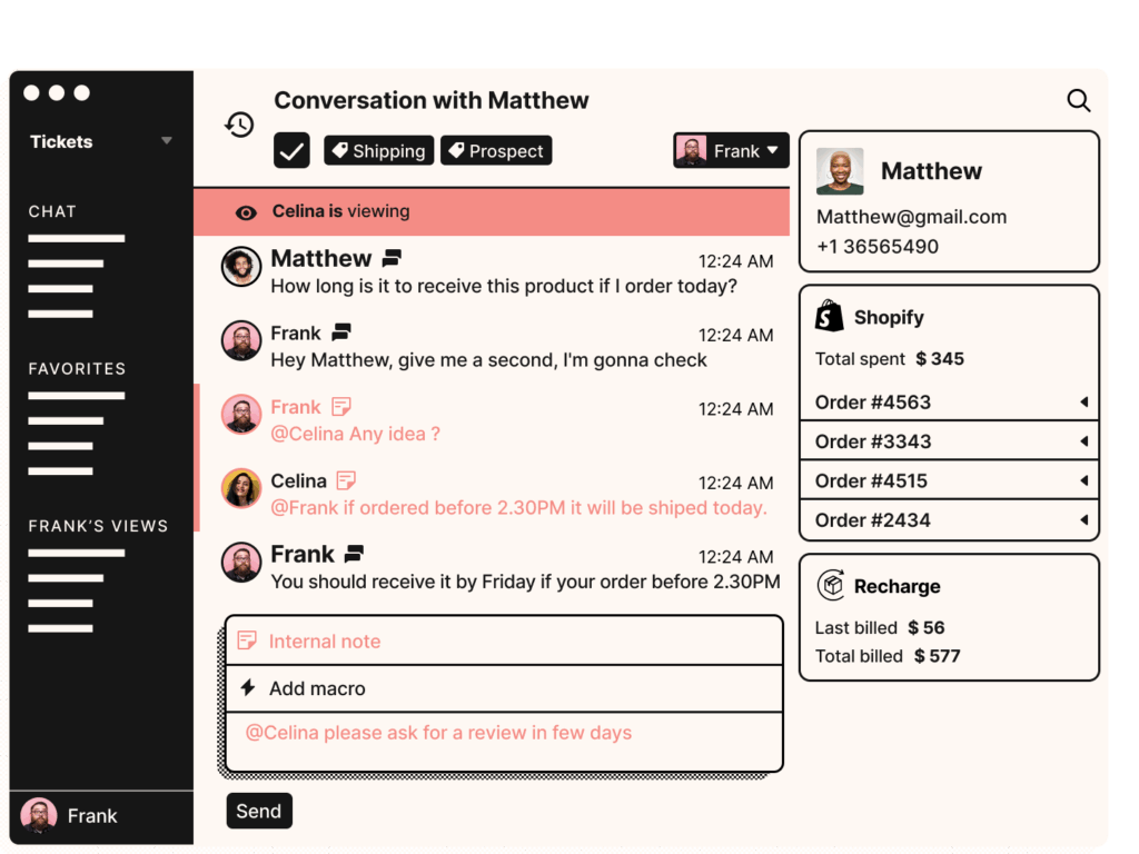 Gorgias is one of the best live chat software for eCommerce stores.
