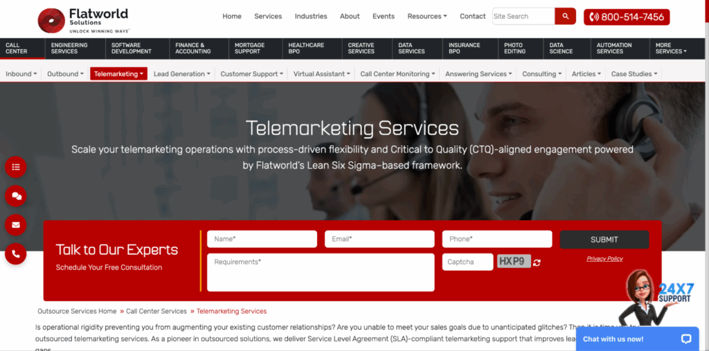 Flatworld Solutions team providing telemarketing services for businesses in India.