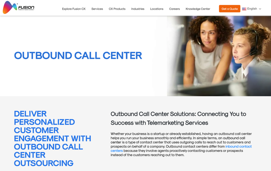 Fusion BPO Services outbound call center team working with global clients