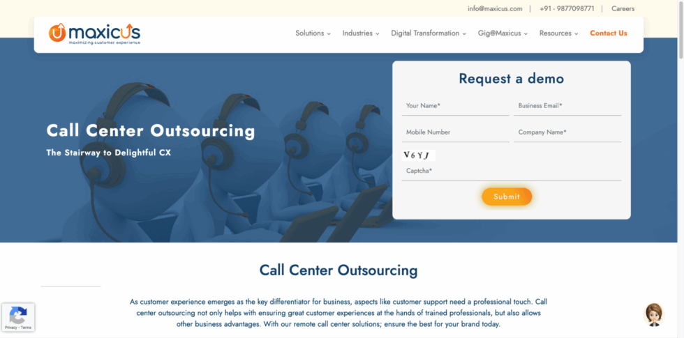 Maxicus provides customer engagement and telemarketing services with CRM integration.