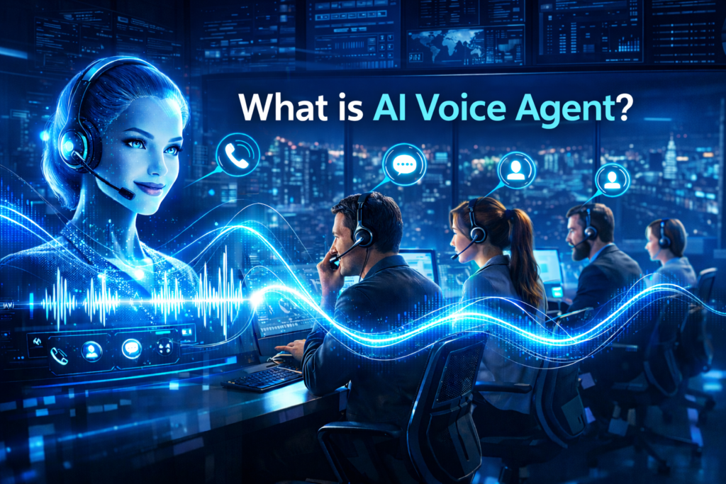 AI voice agent for customer service using natural language processing and speech recognition to understand customer queries and automate support.
