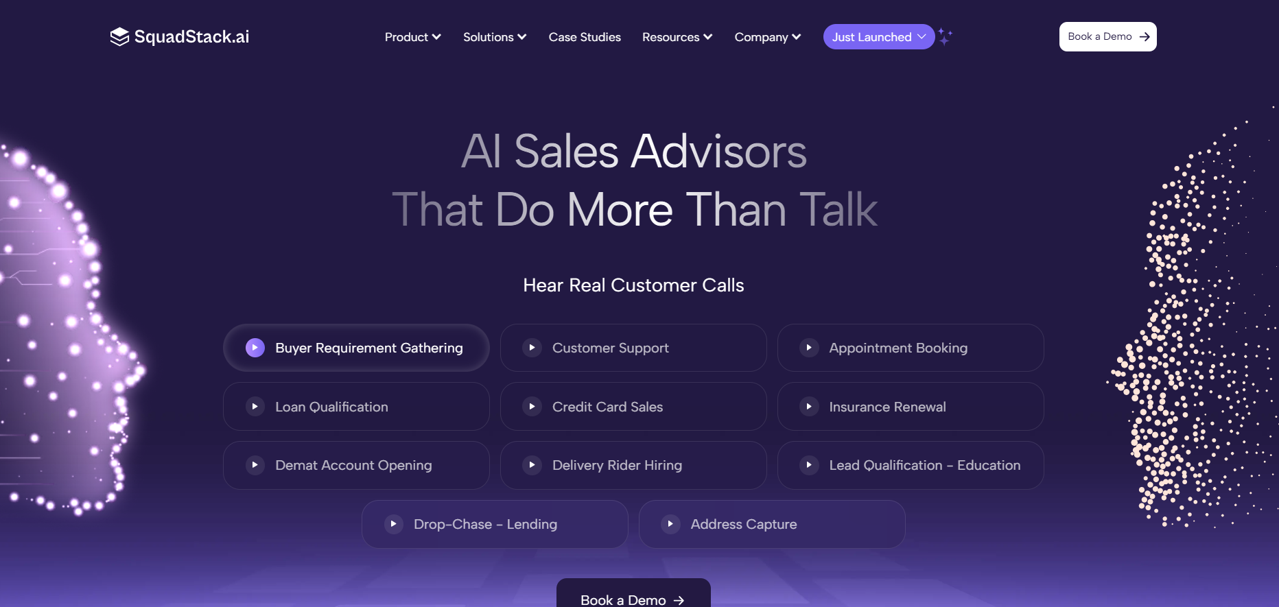 SquadStack AI voice agents for customer service helping businesses automate customer support and manage sales and support calls efficiently.