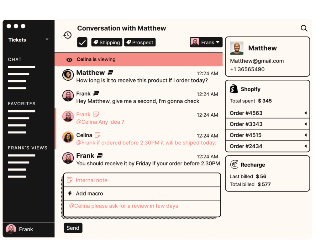 Gorgias is one of the best live chat software for ecommerce stores.