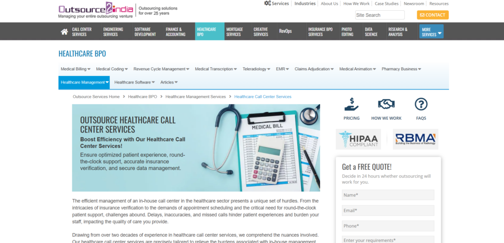 Outsource2india offers medical call center services that support patient scheduling and communication. 