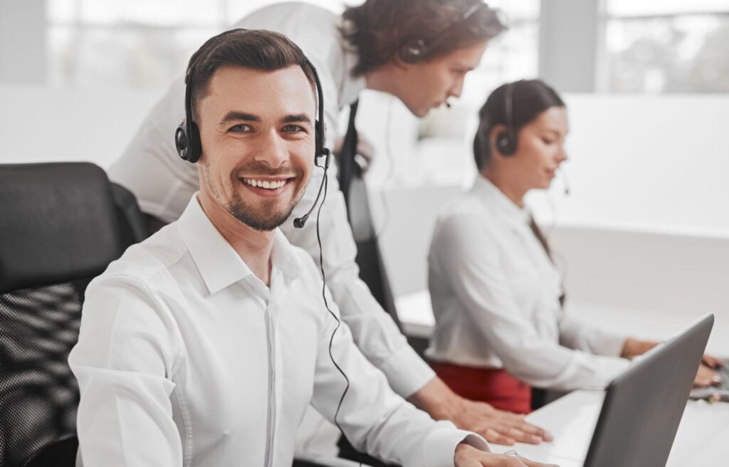 IT help desk outsourcing team providing technical support and customer assistance for businesses.